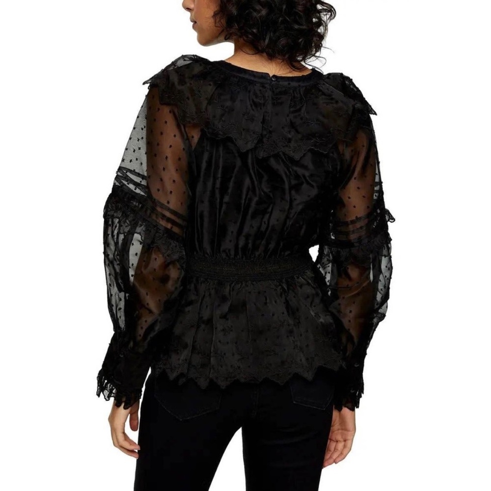 Topshop Black Dobby Shirred Waist
Blouse Top Size 6 NEW - Picture 2 of 14